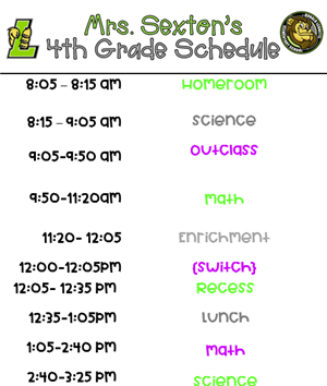 Mrs. Sexton's Schedule